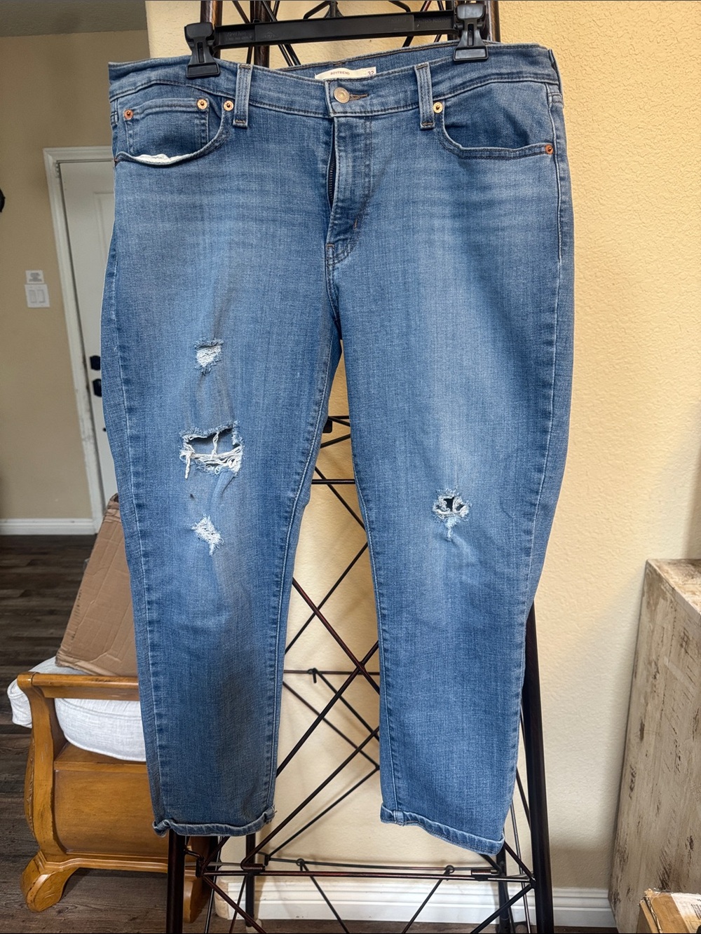 Women's Distressed Blue Denim Jeans
